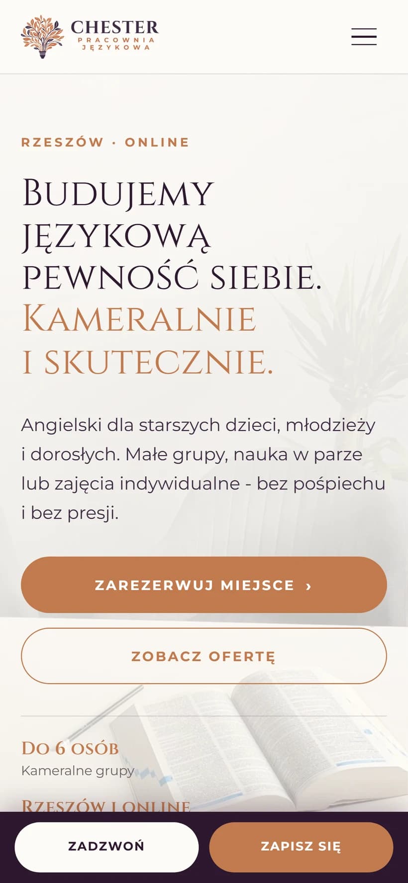 Pracownia Chester, widok na telefonie